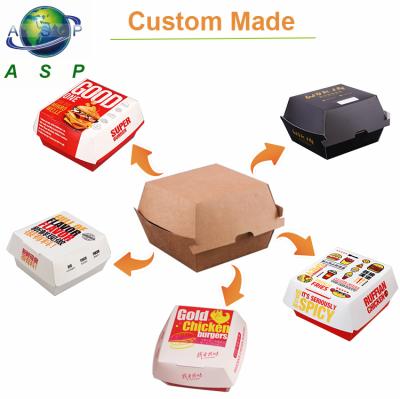 China Custom Printed Burgerbox Caja De Biodegradable Para Hamburguesas Packaging Burguer Burger Box Hamburger Box for sale