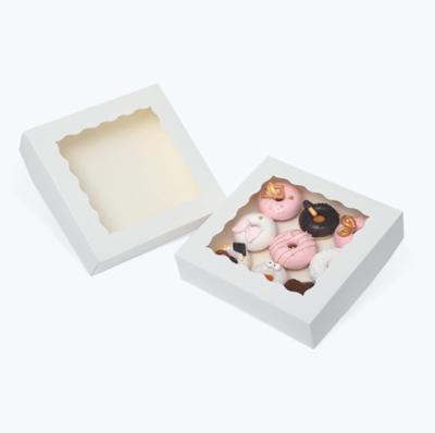 China Customized Biodegradable Black White Donut Window Box Donut Boxes For Donuts With Clear Window for sale