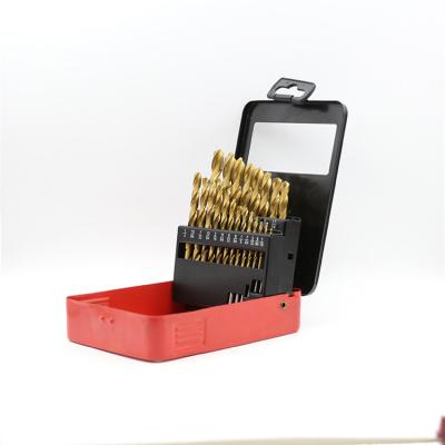 China 21Pcs Metal Drilling Inch Fully Ground HSS Titanium Coated Drill Bits Set In Metal Box for sale