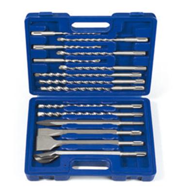 China Masonry Drilling 15 Pcs SDS Plus Concrete Hammer Drill Bit Set Chisels Masonry Hole Tool In Plastic Box for sale