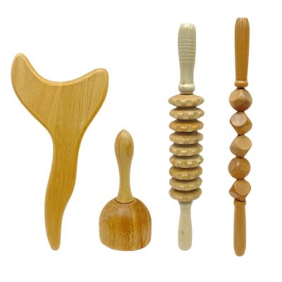 China Wooden Guasha Roller Set Massage Roller Cupping Guasha Maderoterapia Set Lymphatic Full Body Therapy Massage Wooden Tools for sale