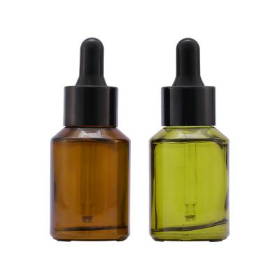 China Eco-friendly Recyclable Glass Bottle 30ml Private Label Essential Oil Dropper Round Bottom Colored Serum Dropper Glass Bottle For Serum for sale