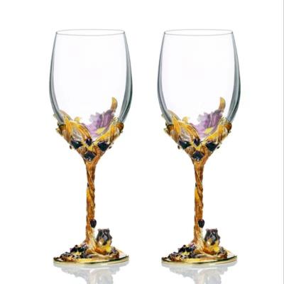 China Custom Minimalist 301-400ml Crystal Luxury Goblet Wine Cup Drinking Glassware Europe Style Enamel Lead Free For Wine Champagne Water for sale