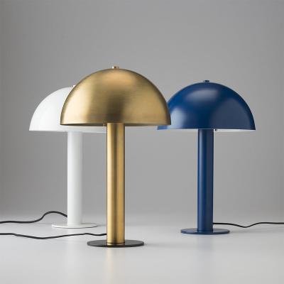 China Modern Creative LED Lamp Gold White Gold Blue White Decorative Bedroom Desktop Design Mushroom Material Table Lamp for sale