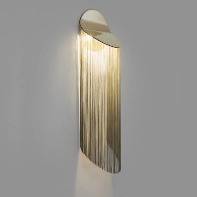 China North America Modern Design Metal Wall Lamp Fashion Gold Chain Wall Lamp For Bedroom Hotel for sale