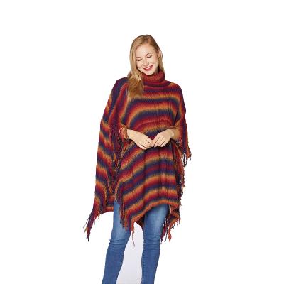 China 77%VISCOSE 23%ACRYLIC private label custom accept spring fashion woman shawls turtle neck half sleeve tassel edge sweater shawl for sale for sale