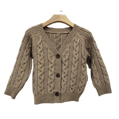 China Excellent quality Anti-wrinkle multiple measure pastel breathable cable knit long sleeve V-neck sweater cardigan for kids for sale