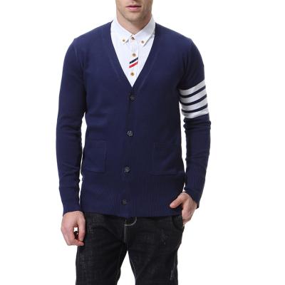 China Anti-pilling men's knitted contrast balance business wear cardigans fine knit sweaters men's sweaters for sale