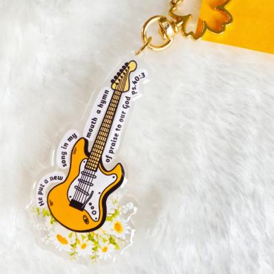 China Instrument Key Chain Guitar Electronic Piano Plastic Acrylic Organ Key Chain Customized for sale