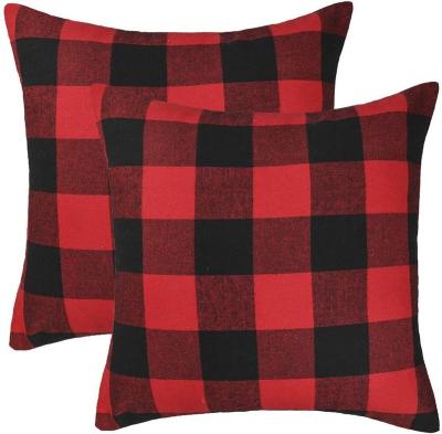 China Anti Dust Mite Christmas buffalo plaid pillow cover sofa decor 18X18 inches pillow covers for home decorations for sale