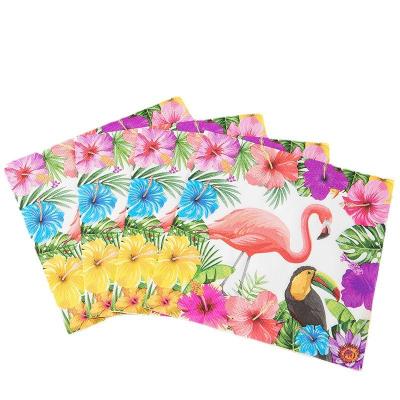 China Europe Flamingo print paper napkins 100% raw wood pulp paper towels for wedding party banquet decoration for sale