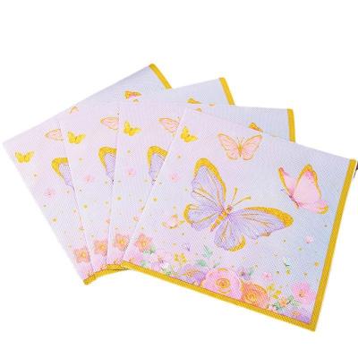 China Europe Butterfly with flowers paper napkins for wedding party banquet decoration raw wood pulp paper towels wholesale for sale