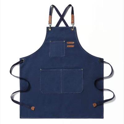 China Cleaning Chef Aprons for Men Women with Large Pockets Cotton Canvas Cross Back Heavy Duty Adjustable Work Apron for sale