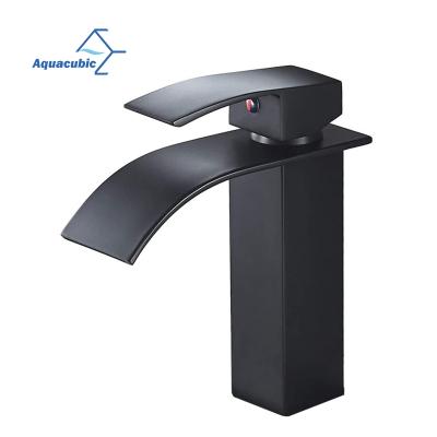 China Thermostatic Waterfall Bathroom Faucet &One Hole Matte Black Single Handle Bathroom Sink Faucet Faucets for sale