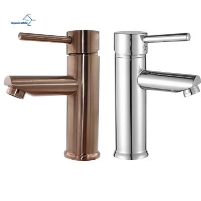 China Aquacubic Water Faucet Bathroom Brass Faucet Single Hole Basin Water Metered Mixer Tap for sale