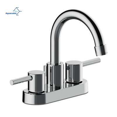 China Aquacubic Thermostatic Faucets Modern 3 Hole Lavatory Faucet 4 Inch Centerset 2 Handle RV Bathroom Faucet for sale