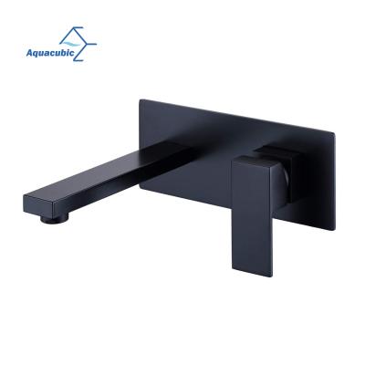 China Bathroom Hidden Faucet Wall Mounted Brass Metered Square Mixer Tap Matte Black Faucet Basin Sink Faucets for sale