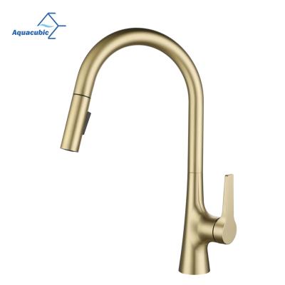 China Faucets Electric Kitchen Faucet With Pull Down Sprayer, Single Handle High Arc, Full Body Stainless Steel Kitchen Sink Faucet Gold for sale