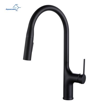 China Modern Hot Selling Aquacubic Matte Black Pull Down Kitchen Faucet With Magnetic Coupling Sprayer for sale