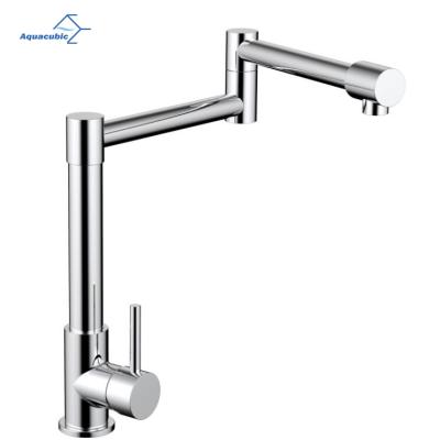 China Thermostatic Faucets Aquacubic Pot Filler Faucet Deck Mount, Brushed Nickel Finish and Dual Swing Joints Design for sale