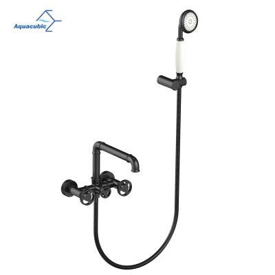 China With Slide Bar Hose Bathroom Tub Shower American Wall Mounted Industrial Faucet With Hand Shower Sprayer 2 Handle for sale