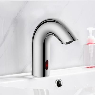 China Sense Faucets Sensor Touchless Chrome Automatic Bathroom Sink Faucet with Temperature Control Box and Mixer for sale