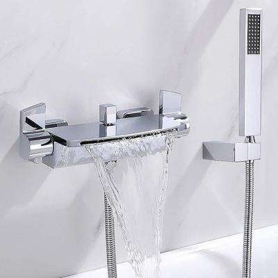 China With Slide Bar Wall Mount Bath Shower Mixer Tap With Shower Waterfall Spout For Bathroom for sale