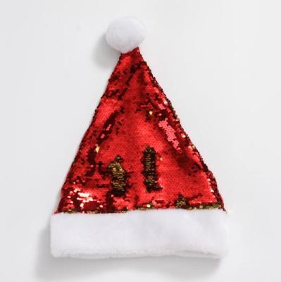 China Wear/Christmas Gifts/Promotional Gifts/Shiny Glitter Christmas Hat Christmas Decorations Reversible Custom Santa Hat for sale