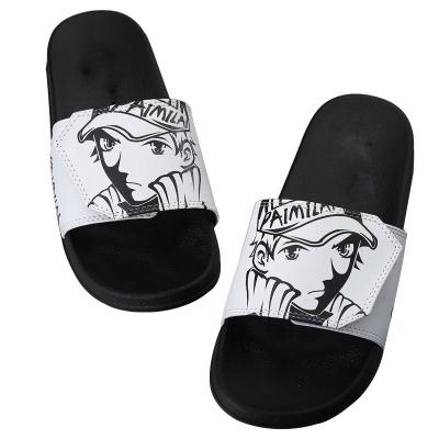 China Fashion Trend Unisex Slides PU Leather Embossed 3D Slippers Custom Designer Slides Sandals for sale