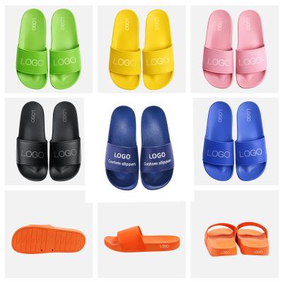 China CUSHIONING Slide Slippers Custom Logo For Mens Design EVA Slides Women Beach PVC Embossed Rubber Empty Printed Custom Slippers for sale