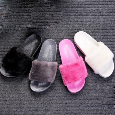 China Fashion Faux Fur Indoor\Wholesale Comfortable\Durable Candy Color Slips Slippers For Women for sale