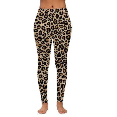 China European & Custom Wholesale American Women's High Waist 3D Leopard Printed Leggings Yoga Pants Tights for sale