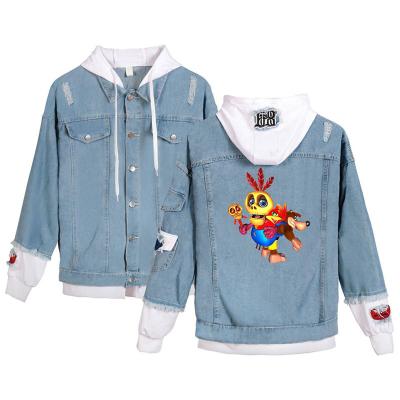 China Fashion banjo-kazooie jeans hoodie whosale stock printed lattice anti-shrink printed hoodie in banjo-kazooie print factory sale jeans for sale