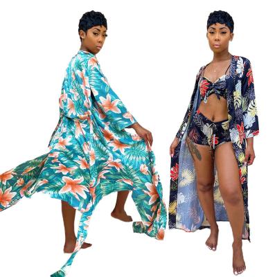 China 2021 Women's Three Piece Beach Suit Breathable Casual Print Swimsuit Shorts Wholesale Outfits Sets 3 Piece Panty Set for sale