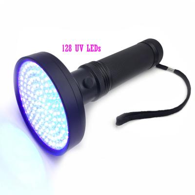 China New Metal 128 LED Dog Cat Urine Detector Light Super Bright Emergency Flashlight For Pet Urine Stains UV Black Light Flashlight for sale