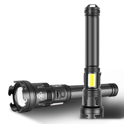 China Outdoor Hunting Factory Most Powerful 3000 Lumens COB LED Zoomable USB Power Bank Flashlight Torch Aluminum Real Light XHP110 for sale