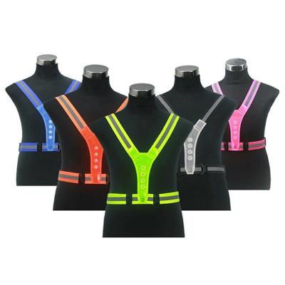 China New Design Water Proof USB Charging High Visibility LED Outdoor Running Traffic Road Safety Cycling Reflective Vest Hardloopvest for sale