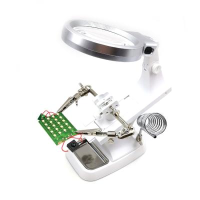 China 3 In1 Magnifying Glass Multifunctional Light Auxiliary Hand Clip 10 LED Soldering Iron Stand Holder Soldering Station for sale