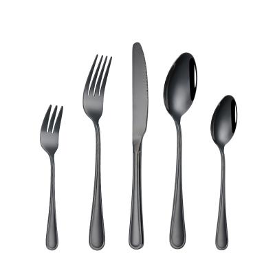 China Hotel Sustainable Royal Black Stainless Steel Cutlery Set Custom Bulk Flatware Set For Wedding for sale