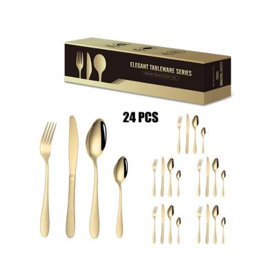 China Viable Hot Selling Stainless Steel Mirror Cutlery Set Portable Bulk Flatware For Wedding for sale