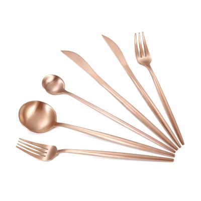 China Viable Factory Wholesale Restaurant Flatware, 18/10 Stainless Steel Matte Rose Gold Flatware Set for sale