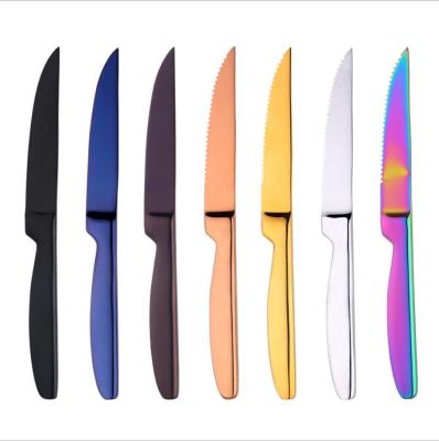 China Amazon Viable Hot Sale Gold Stainless Steel Silver Black Sharp Steak Knife For Restaurant for sale