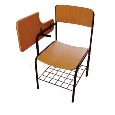 China Wooden Classroom Writing Chair Comfortable School Reading Room Chair School Chair with Tablets Basket for sale