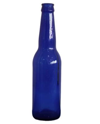 China Competitive Price 330Ml Cobalt Blue Wine Small Beer Bottle Glass for sale