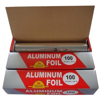 China Kitchen Use Custom 100M*30Cm Wholesale Household Silver Aluminum Foil Roll for sale