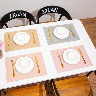 China Sustainable Modern Style Non Slip Leather Table Mat Dining Mat Gold Vinyl Placemat Heat Insulation Cup Place Mat for sale