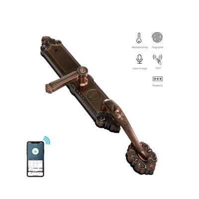 China APP /Fingerprint/Code/Card (optional) Rome style IP65 wifi fingerprint antique outdoor waterproof smart door lock for sale