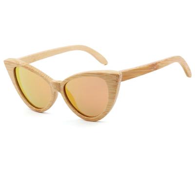 China New Design Sunglasses Fashion Ladies Cateye Sunglasses Eco-Friendly Bamboo Frame Polarized Mirror Lens Sunglasses Women for sale