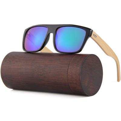 China Custom Logo Sun Glasses Rectangle Wholesale Cheap Handmade Bamboo Temples Shades Glasses for sale