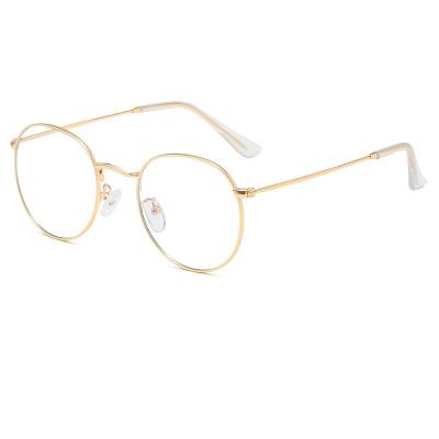 China Fahion brand design anti vintage glass light round metal frame unisex women men eye glasses Fahion brand unisex glasses for sale